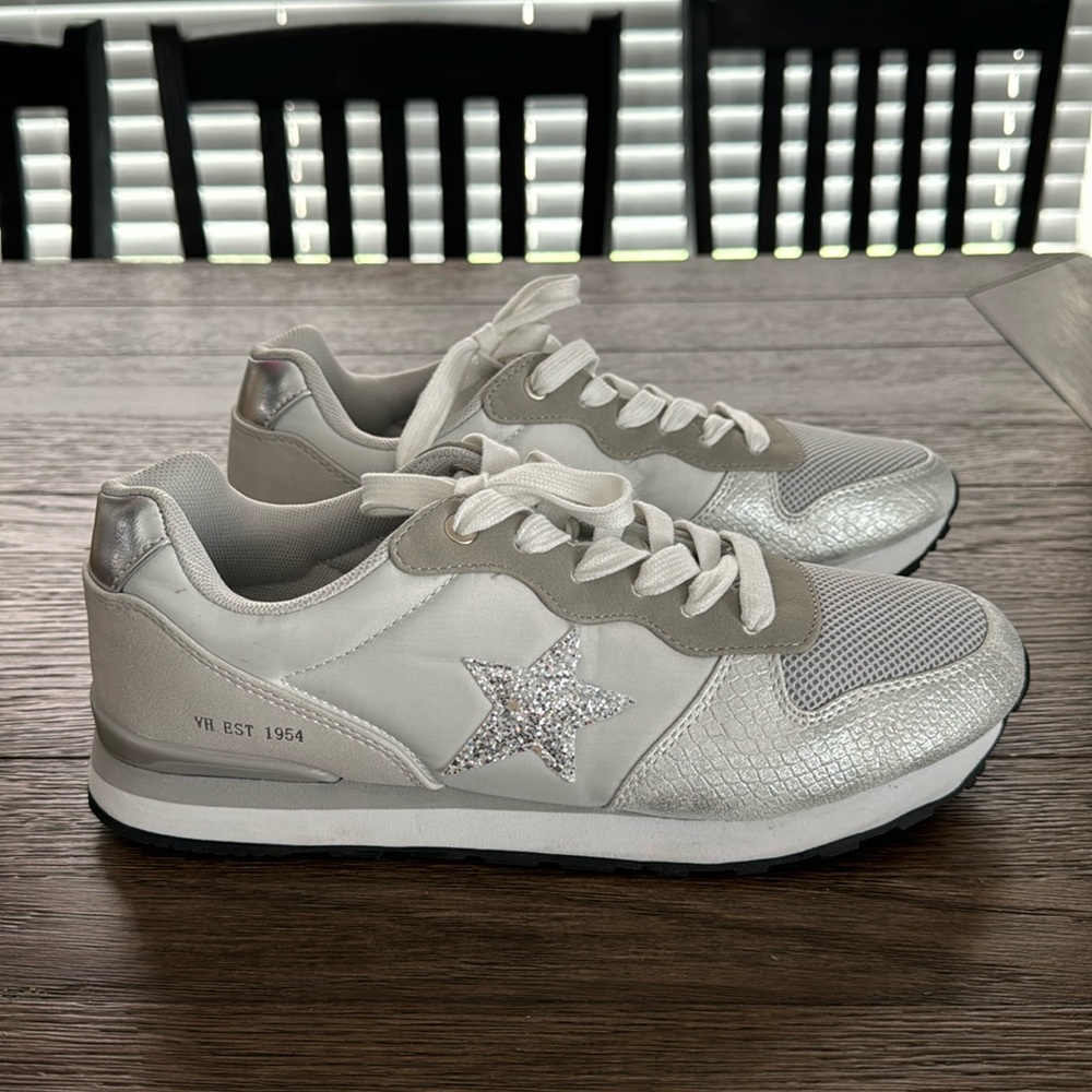 Vintage Havana sneakers - ALBY white/multi with silver glitter star- size USW 11